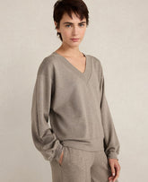 Ann Taylor Forest Brown Heather Haven Well Within Soft Knit V-Neck Top
