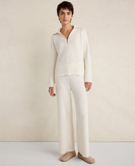 Ann Taylor Ivory Haven Well Within Organic Cotton Cashmere Waffle Pullover