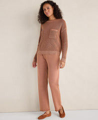 Ann Taylor Smokey Rose Haven Well Wthin Cotton Shaker Stitch Pocket Crewneck