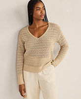 Ann Taylor Farro Haven Well Within Textured Cotton V-Neck Sweater