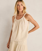 Ann Taylor Beige Haven Well Within Organic Cotton Gauze Braided Top