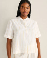 Ann Taylor Ivory Haven Well Within Silky Linen Blend Top