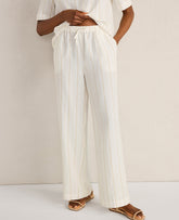 Ann Taylor Ivory Haven Well Within Silky Linen Blend Drawstring Pants