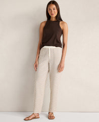 Ann Taylor Chestnut Brown Haven Well Within Cotton Blend Textured Barrel Leg Pants
