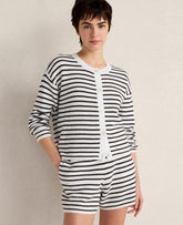 Ann Taylor White Haven Well Within Cotton Stripe Cardigan