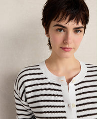 Ann Taylor White Haven Well Within Cotton Stripe Cardigan