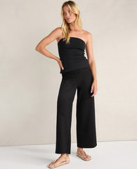 Ann Taylor Black Haven Well Within Organic Cotton Modal Foldover Wide Leg Pants