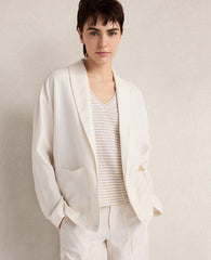 Ann Taylor Ivory Haven Well Within Heavyweight Linen Blazer