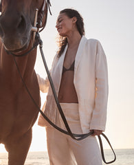 Ann Taylor Ivory Haven Well Within Heavyweight Linen Blazer