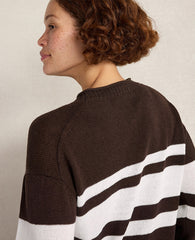 Ann Taylor White Haven Well Within Cotton Linen Stripe Roll Neck Sweater