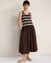 Ann Taylor Fresh Coffee Haven Well Within Organic Cotton Stripe Midi Dress