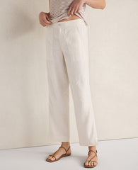 Ann Taylor Ivory Haven Well Within Heavyweight Linen Wide Leg Pants