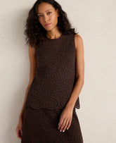 Ann Taylor Coffee Bean Haven Well Within Cotton Crochet Scalloped Tank