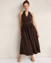 Ann Taylor Coffee Bean Haven Well Within Linen Halter Maxi Dress