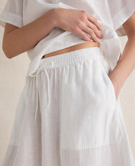 Ann Taylor White Haven Well Within Linen Drawstring Midi Skirt