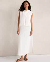 Ann Taylor Ivory Haven Well Within Cotton Blend Textured Short Sleeve Jacket