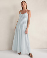 Ann Taylor Ice Blue Haven Well Within Ramie Blend Pintuck Maxi Dress