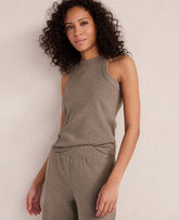 Ann Taylor Brown Haven Well Within Organic Cotton Rib Knit High Neck Tank