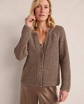 Ann Taylor Chestnut Brown Haven Well Within Cotton Tape Yarn V-Neck Cardigan
