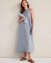Ann Taylor Navy Haven Well Within Linen Boat Neck Maxi Dress