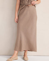 Ann Taylor Chestnut Brown Haven Well Within Linen Bias Cut Midi Skirt