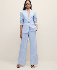 Ann Taylor Blue/Neutral The Collarless Belted Blazer in Windowpane