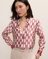 Ann Taylor Winter White Geo Satin Modern Shirt