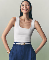 Ann Taylor Winter White Square Neck Tank Top