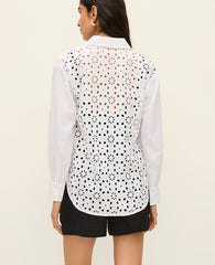 Ann Taylor White Eyelet Oversized Shirt