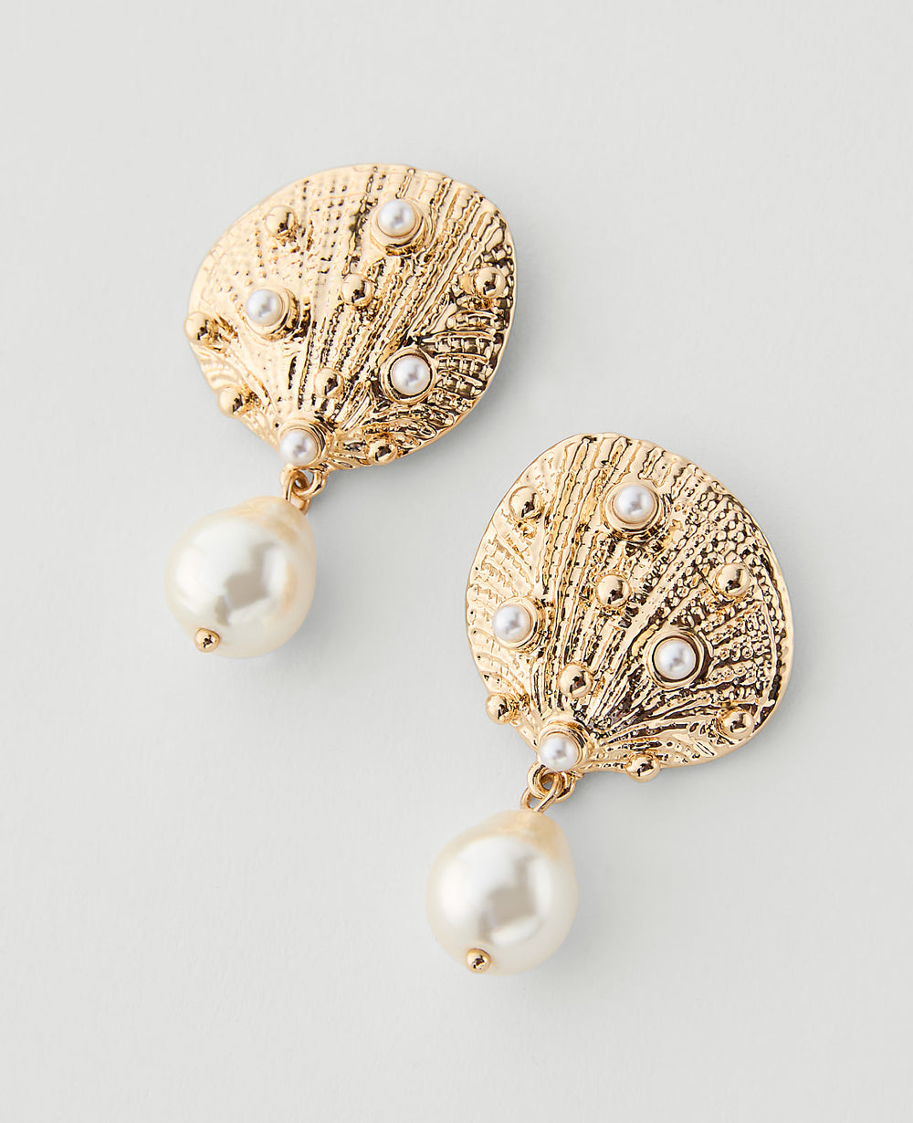 Ann Taylor Ivory Pearlized Shell Drop Earrings
