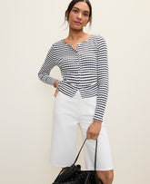 Ann Taylor Deep Navy/White Weekend Pointelle Cardigan