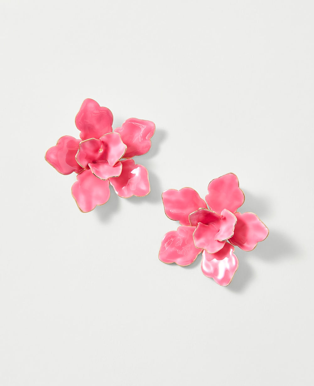 Ann Taylor Bougainvillea Floral Statement Stud Earrings