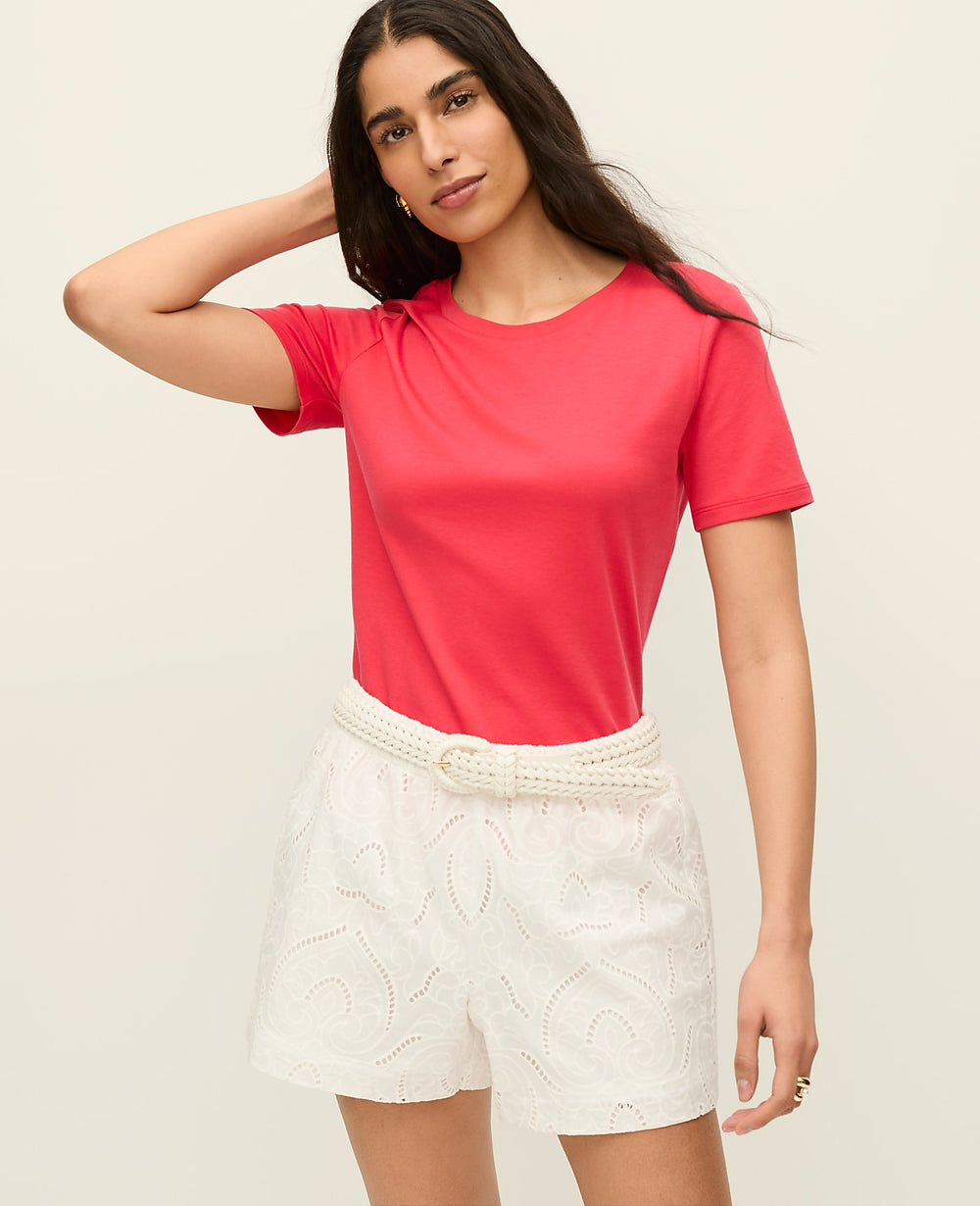 Ann Taylor Smoldering Red Weekend Crew Neck Tee