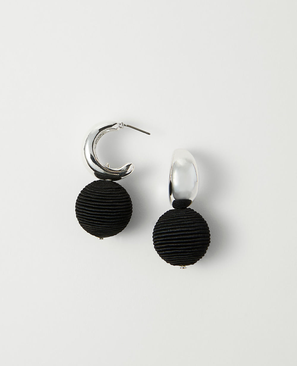 Ann Taylor Black Striped Thread Drop Earrings