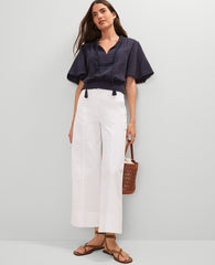 Ann Taylor White Weekend Wide-Leg Ankle Pant