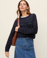 Ann Taylor Night Sky Weekend Textured Pointelle Sweater