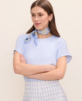 Ann Taylor Crystal Lavender Petite Mixed Media Crew Neck Tee