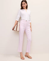 Ann Taylor Vibrant Pink The Tall Slim Crop Pant in Gingham Linen Blend