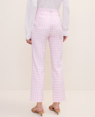 Ann Taylor Vibrant Pink The Tall Slim Crop Pant in Gingham Linen Blend
