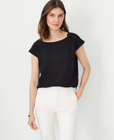Ann Taylor Black Tall Boatneck Top