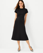 Ann Taylor Black The Tall Midi Flare Dress in Double Knit