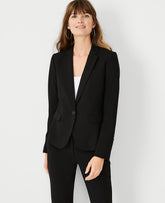 Ann Taylor Core Black The Tall One-Button Blazer in Seasonless Stretch