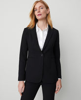 Ann Taylor Black The Tall Long Single Button Blazer in Bi-Stretch