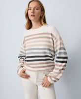 Ann Taylor Winter White Weekend Striped Raglan Sweater