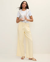 Ann Taylor Lemon Pavlova Weekend Easy Fit Wide-Leg Pant in Linen Blend