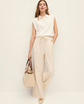 Ann Taylor Sand Shell Weekend Easy Fit Wide-Leg Pant