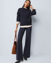 Ann Taylor Night Sky Weekend Easy Perfect Wide-Leg Pant in Ponte