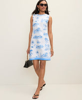 Ann Taylor Wave Pool Weekend Toile Shift Dress in Linen Blend