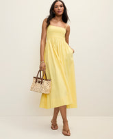 Ann Taylor Yellow Hibiscus Weekend Smocked Midi Dress