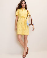Ann Taylor Yellow Hibiscus Weekend Eyelet Shirtdress